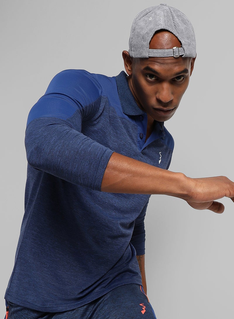 Campus Sutra Men's Blue Colourblocked Regular Fit Activewear T-Shirt  - Image 1