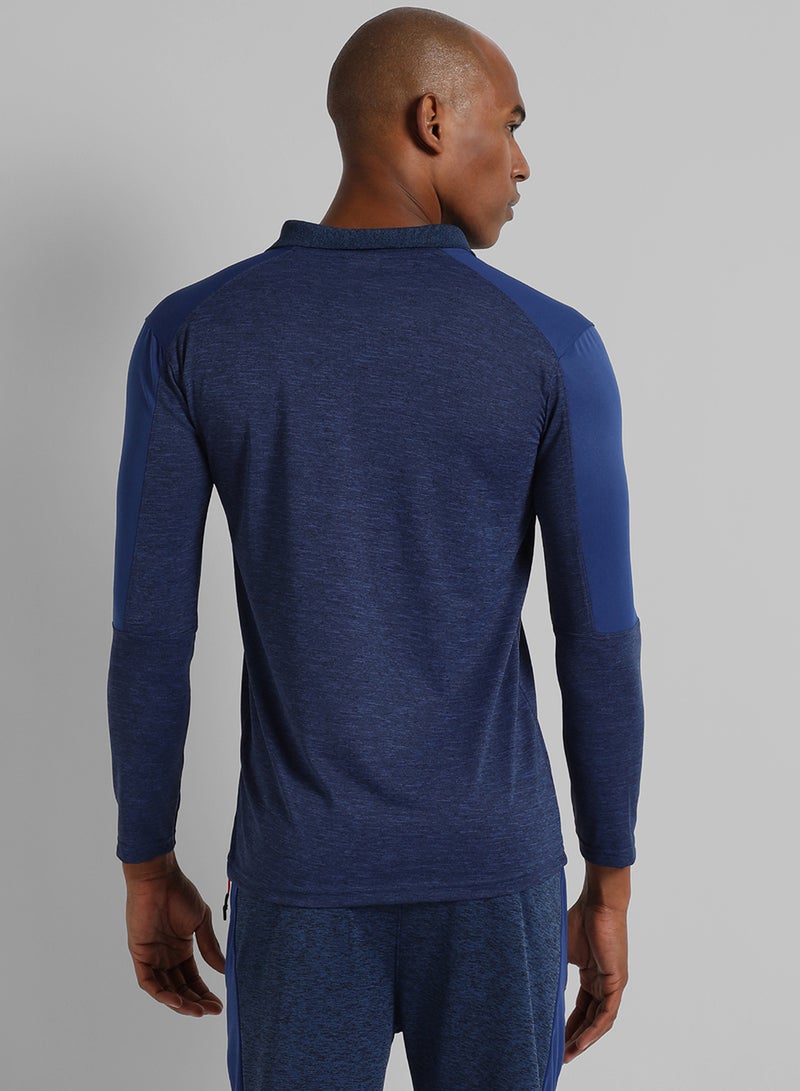 Campus Sutra Men's Blue Colourblocked Regular Fit Activewear T-Shirt  - Image 5