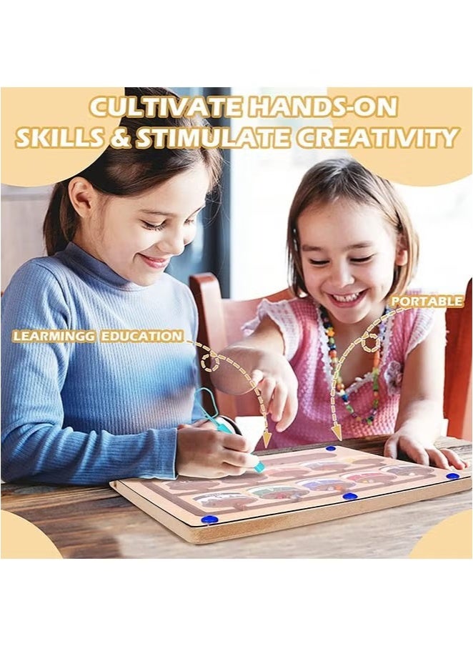Saudi Select Montessori Magnetic Educational Toy for Kids Ages 3 and Up - Color and Number Maze Board, Safe Wooden Game for Fine Motor Skills, Ideal Gift for Boys and Girls - Image 3
