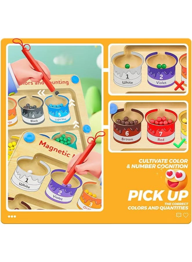 Saudi Select Montessori Magnetic Educational Toy for Kids Ages 3 and Up - Color and Number Maze Board, Safe Wooden Game for Fine Motor Skills, Ideal Gift for Boys and Girls - Image 5