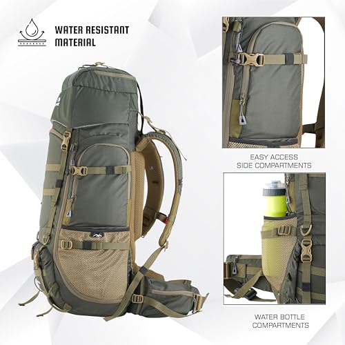 TRAWOC TRIUMPH X 75 Liter Camping Backpack Trekking Hiking Ruckssack Travel Bag Front & Top Loading Laptop/Rain Cover/Shoe Compartment, BHK009, Hunter Green - Image 5