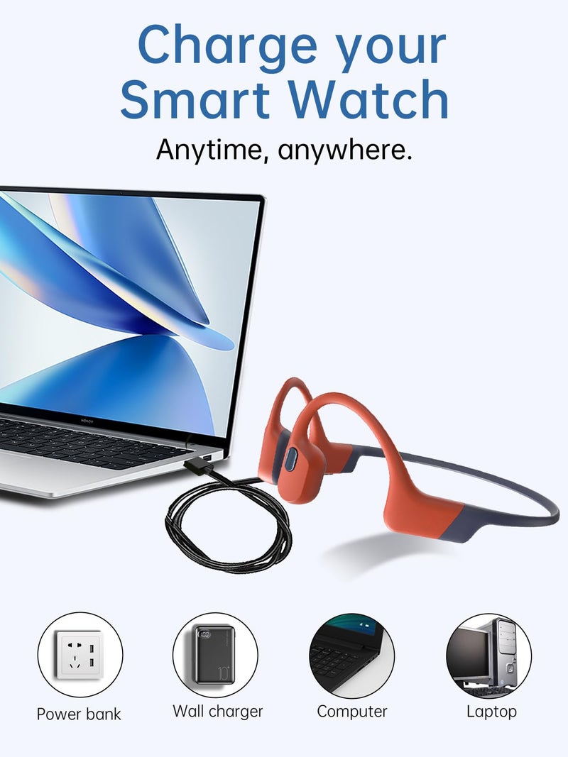 WUNIAK Charging Cable for SHOKZ OpenSwim Pro S710 Open-Ear Bluetooth Headphones,Magnetic USB Charging Cable 3.3ft USB Flexible Charger Cord Cable Accessories，（2 Pack） - Image 5