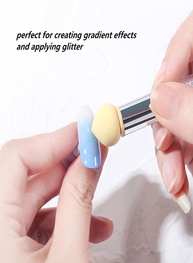 SQULIGT Resin Nail Art Palette with UV Gel Gradient Sponges Pens (White Handle, 4 Pcs Replacement Head), Nail Sponges for Ombre Double Head Brush for Nail Art Manicure DIY Tools - Image 4