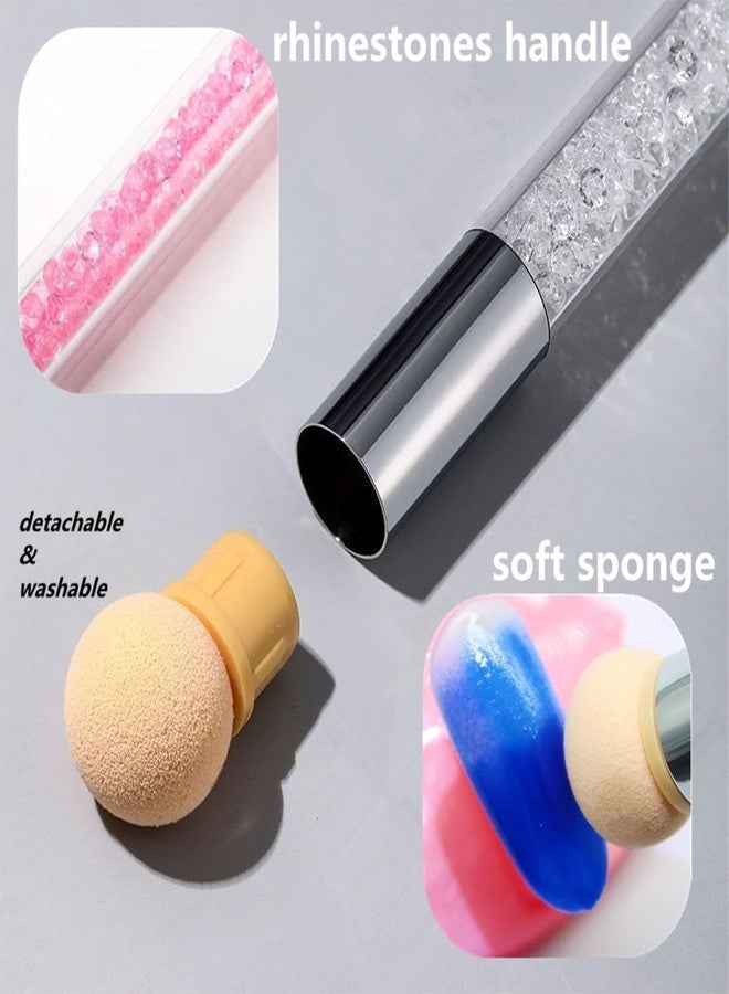 SQULIGT Resin Nail Art Palette with UV Gel Gradient Sponges Pens (White Handle, 4 Pcs Replacement Head), Nail Sponges for Ombre Double Head Brush for Nail Art Manicure DIY Tools - Image 3