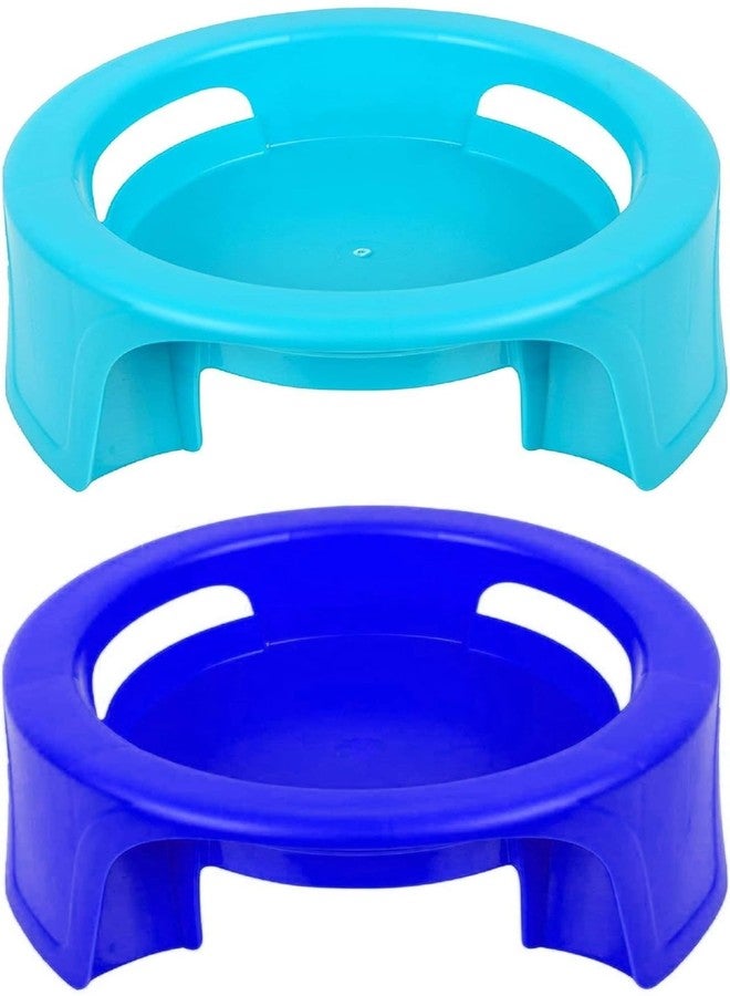 MAGIC SPOON Multipurpose Unbreakable Plastic Matka Stand/Pot Stand (Aqua Green, Blue, Pack of 2) - Image 1