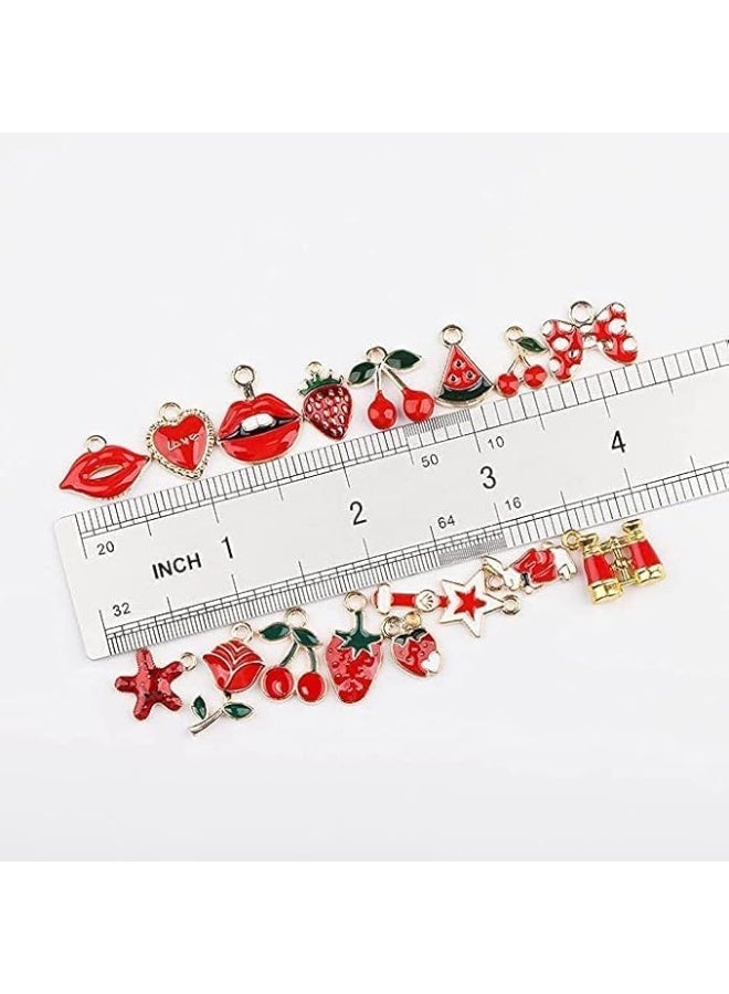 قلادات متنوعة من الحُلي، ٣١ قطعة، قلادات، حُلي لصنع المجوهرات، حُلي حمراء اصنعها بنفسك، لصنع القلائد والأساور والأقراط، صناعة المجوهرات والحرف اليدوية - Image 2