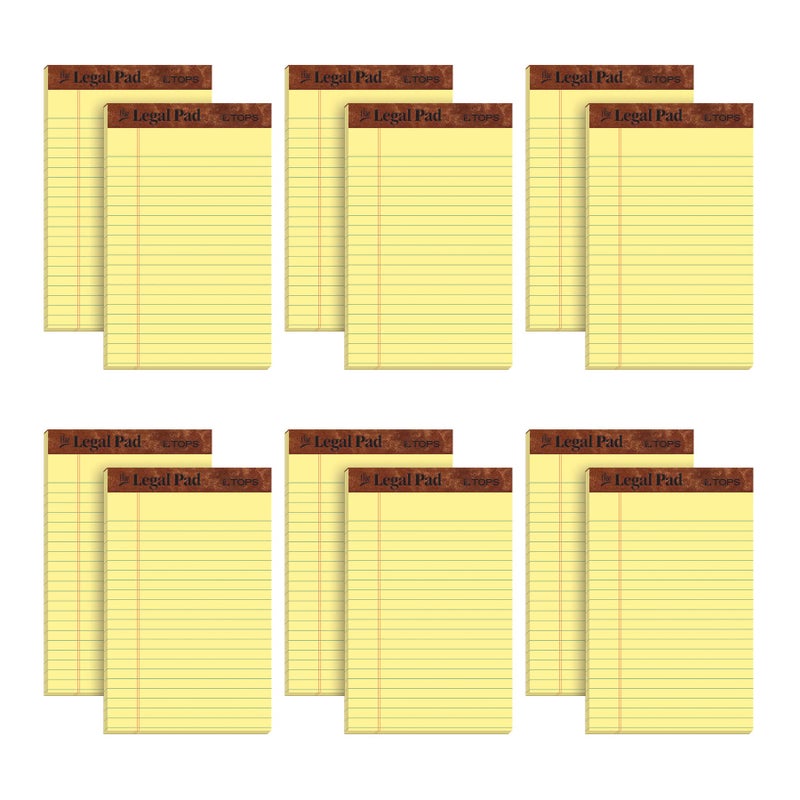 TOPS 5 x 8 Legal Pads, 12 Pack, The Legal Pad Brand, Narrow Ruled, Yellow Paper, 50 Sheets Per Writing Pad, Made in the USA (7501) - Image 1