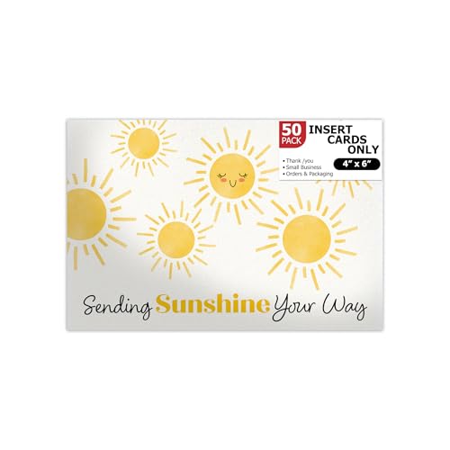 Pro Supply Global (50 Count of Large 4x6 Sunshine Thank You Insert Cards Without Envelopes For Your Small Online Business - Displays Customer Appreciation - Great For Baby Showers and Weddings - Image 1