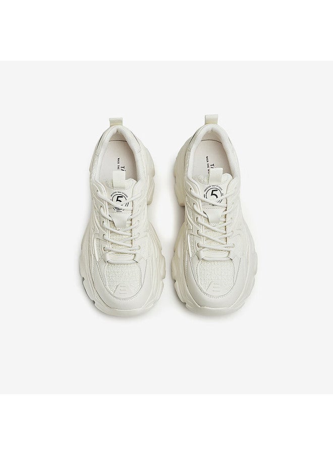Tata Women's Dad Sneakers Casual Thick Sole Height Increasing Summer Sports Shoes Beige Am5 Size 36 - Image 3