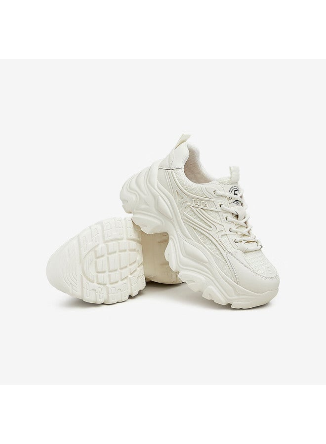 Tata Women's Dad Sneakers Casual Thick Sole Height Increasing Summer Sports Shoes Beige Am5 Size 36 - Image 4