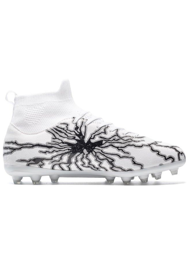 HRJR Men's Soccer Cleats Football Cleats for Unisex-Adult High-Top Spikes Shoes for Youth Big Boys Lightweight Professional Training Turf Outdoor Athletic Sneaker, White, 9.5 - Image 3