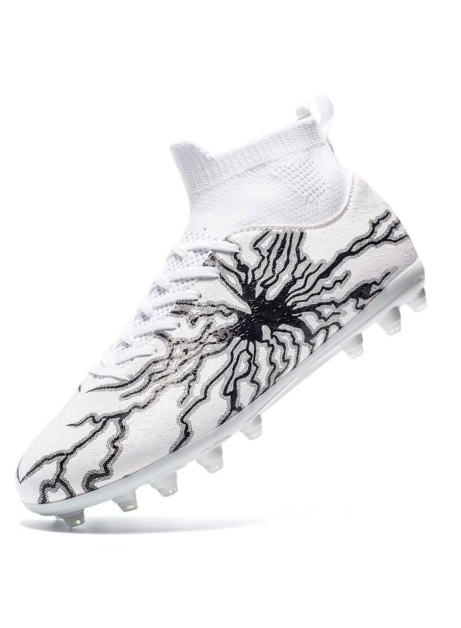 HRJR Men's Soccer Cleats Football Cleats for Unisex-Adult High-Top Spikes Shoes for Youth Big Boys Lightweight Professional Training Turf Outdoor Athletic Sneaker, White, 9.5 - Image 1