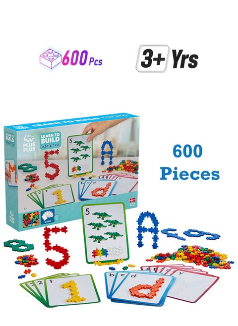 Learn To Build Abc & 123-600 Pieces - Creative Play, Building Blocks, Building, Developing Toys For Children, Stem, Steam, Produced In Denmark