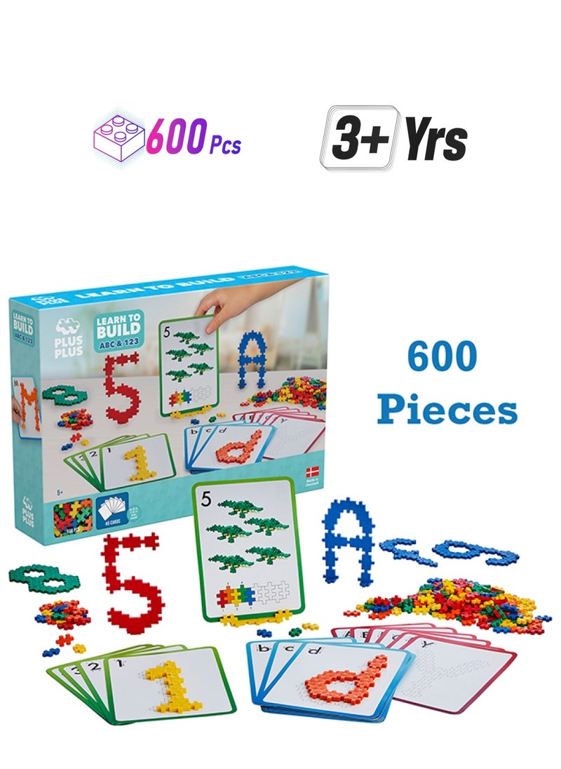 Plus-Plus Learn To Build Abc & 123-600 Pieces - Creative Play, Building Blocks, Building, Developing Toys For Children, Stem, Steam, Produced In Denmark  - Image 1