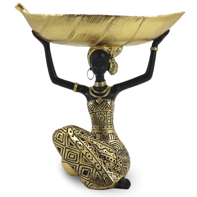 AFRICAN STATUES AND SCULPTURES FOR HOME DECOR TRIBAL ART FIGURINES FOR LIVING ROOM DECORATIONS GOLD VINTAGE AESTHETIC ORNAMENT FOR BOOKSHELF AND TABLES HOUSEWARMING GIFTS FOR WOMEN