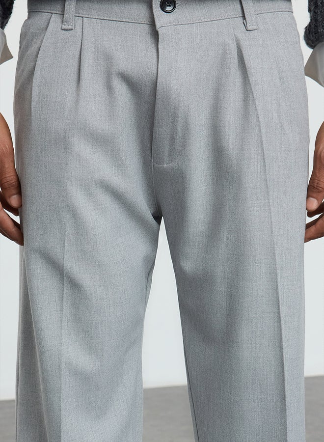 trendyol Grey Pleated Classic Baggy Fit Fabric Trousers TMNSS24PL00024 - Image 4