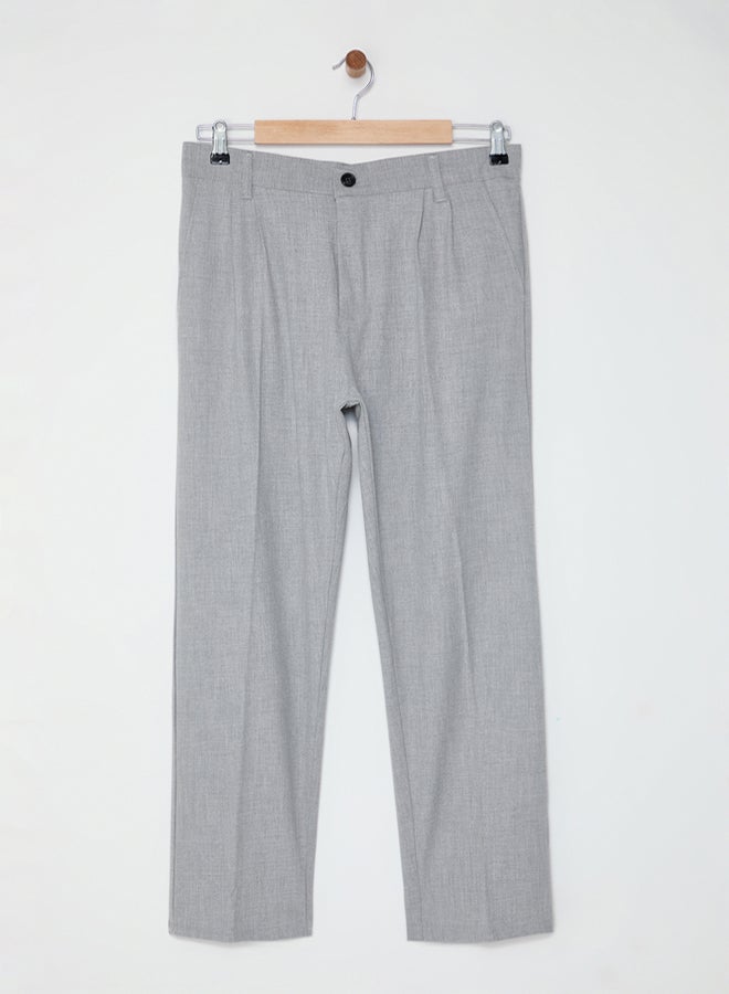 trendyol Grey Pleated Classic Baggy Fit Fabric Trousers TMNSS24PL00024 - Image 5