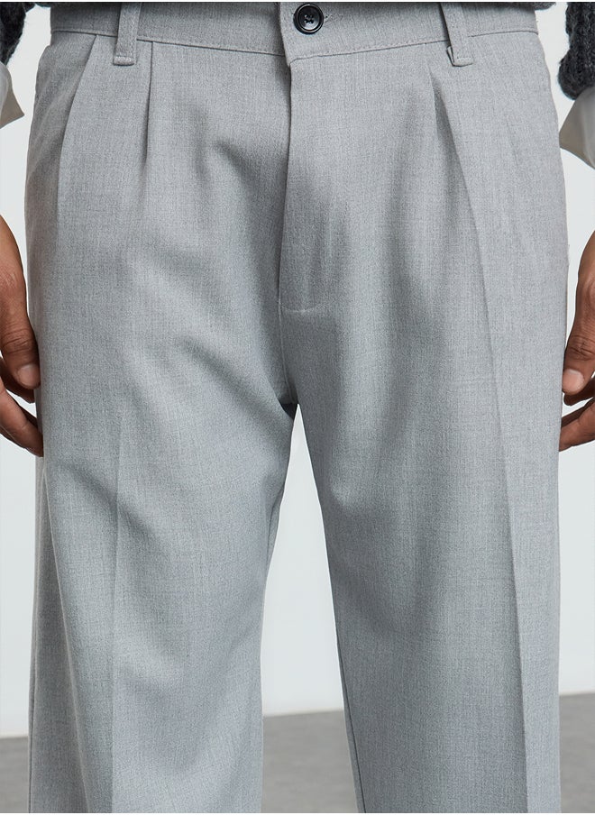 trendyol Grey Pleated Classic Baggy Fit Fabric Trousers TMNSS24PL00024  - Image 4