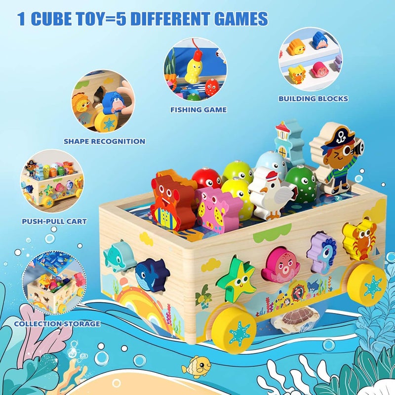 EDUTREE Montessori Wooden Fishing Toy – Wooden Fishing & Sorting Game for Toddlers, Educational Toy for 18M+ Boys Girls, Preschool Fine Motor Skills Gift - Image 2