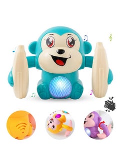 Dancing Monkey Musical Toy For Kids Baby Spinning Rolling Doll Tumble Toy With Voice Control Musical Light And Sound Effects With Sensor - Isi Mark - Multicolor