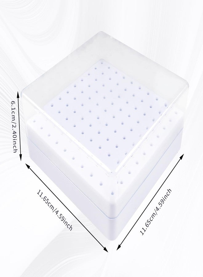 heemeei Nail Drill Bits Holder & Nail Drill Bits Cleaning Brush, 100 Holes Nail Bit Holder, Dustproof Nail Art Drill Bits Display Storage Box, Nail Drill Bit Holder for Nail Tech (White) - Image 3
