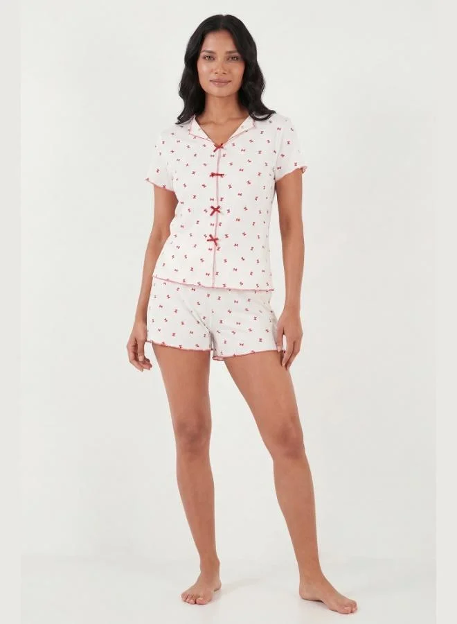 Lela  Lela Regular Fit Patterned V-Neck Shorts Pajama Set Women's PAJAMA SET 65770837 for Women | Best Price UAE