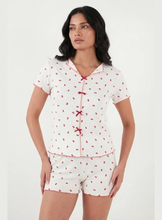 Lela  Lela Regular Fit Patterned V-Neck Shorts Pajama Set Women's PAJAMA SET 65770837 for Women | Best Price UAE