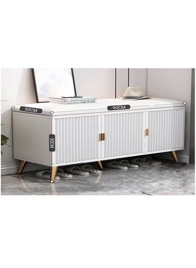 keke Entryway Modern Shoe Storage Bench Shoe Cabinet Entryway Shoe Organizer Storage with Leather Comfort Seat 90 cm - Image 1