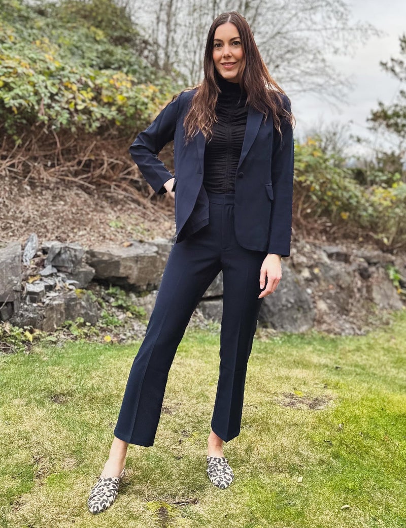 luvamia Women's Two Piece Sets Pants Suits Dressy Business Casual Outfits Professional Blazer Pantsuits Set Work Office Navy Blue X-Large Fits US 16-18 - Image 5