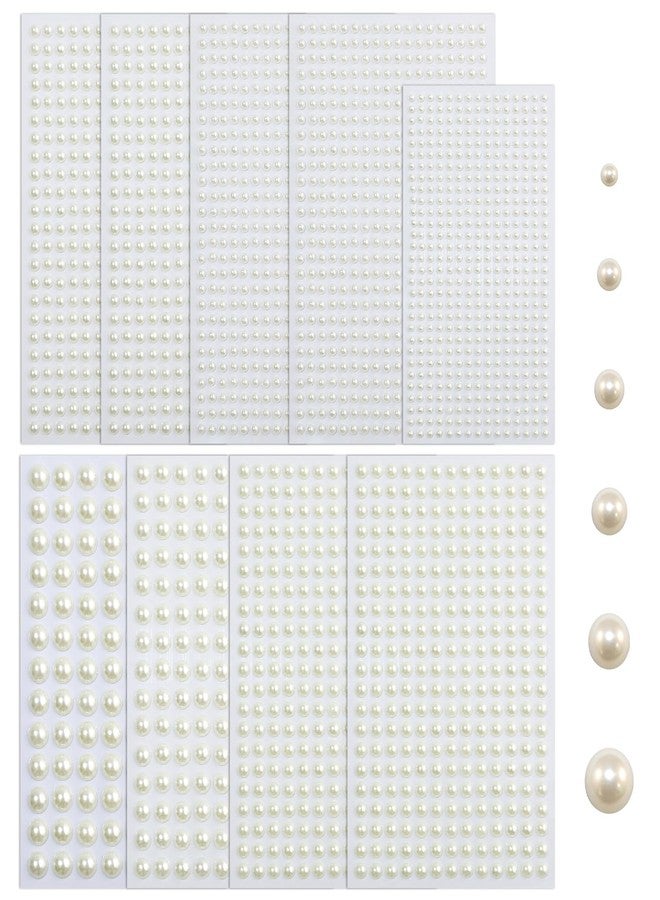 smrtcol 2912 pcs Self Adhesive Pearl Gems for Crafts Flat Back Pearl Stickers for Nails, Face, Body, Hair 6 Sizes (3-10mm) for DIY Art, Wedding Makeup, Scrapbooking - Image 1