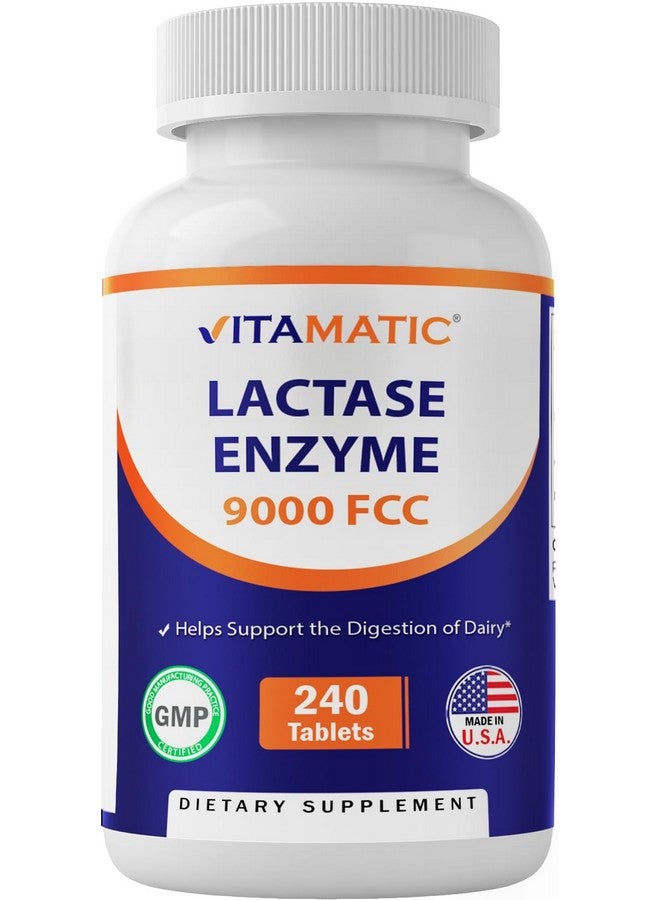 Vitamatic فيتامينات إنزيم اللاكتاز 9000 FCC 240 قرص - أقراص تخفيف عدم تحمل اللاكتوز - Image 1