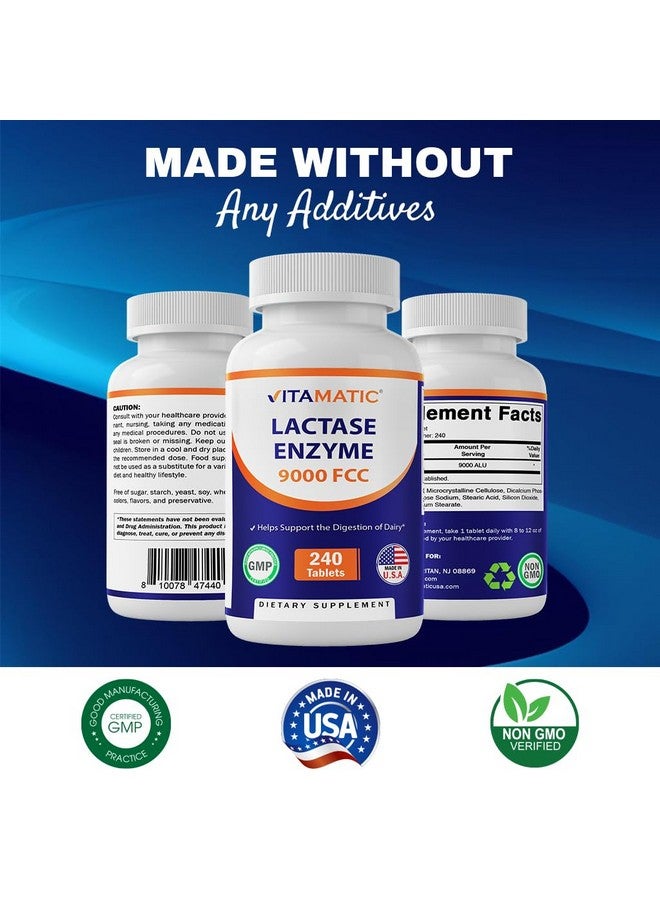Vitamatic فيتامينات إنزيم اللاكتاز 9000 FCC 240 قرص - أقراص تخفيف عدم تحمل اللاكتوز - Image 5