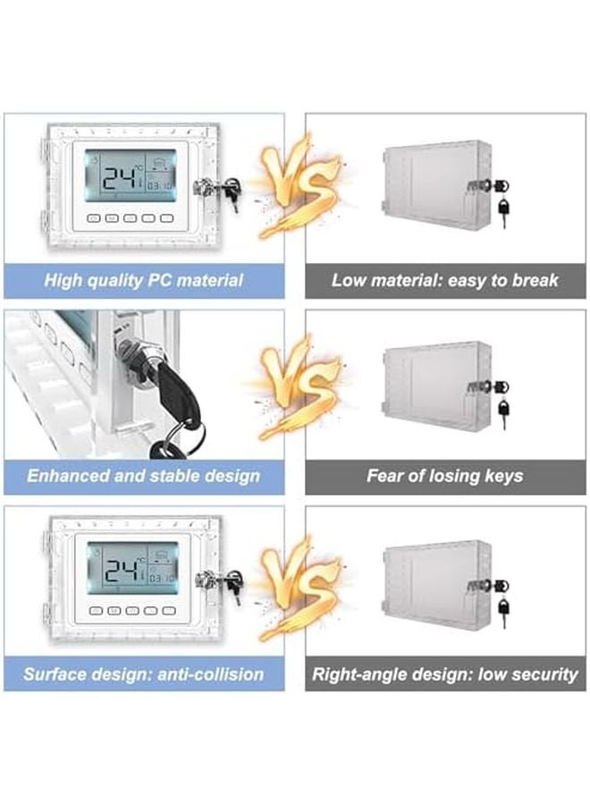 صندوق قفل منظم الحرارة العالمي مع مفتاح، قطعة واحدة شفافة للتركيب على الحائط - Image 4