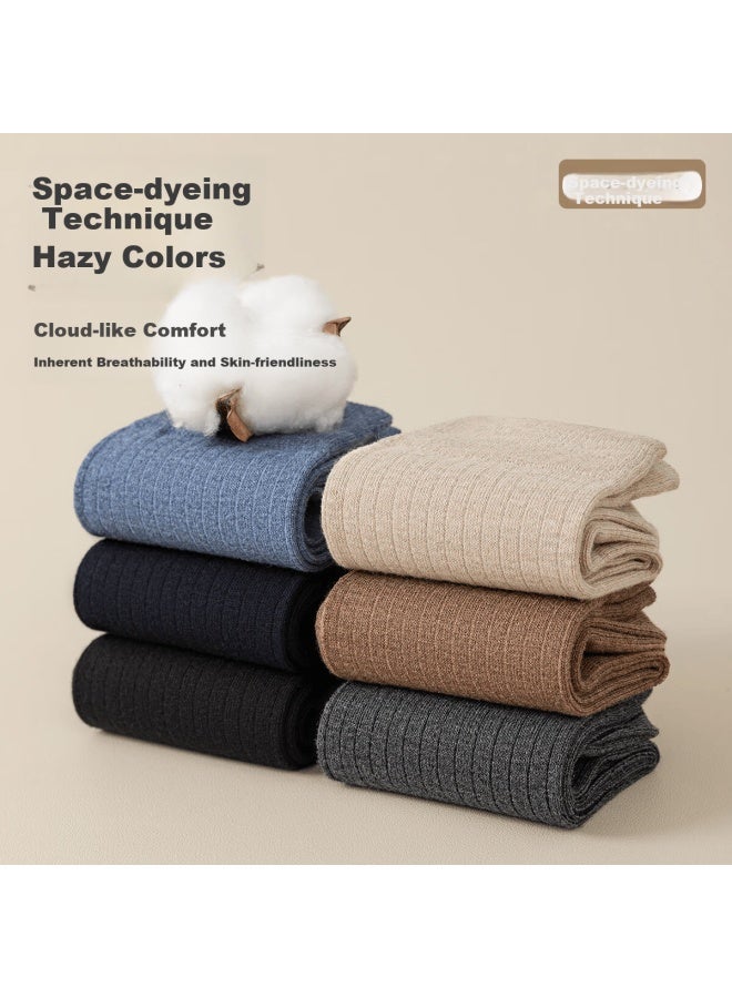Your Sun Yiershuang Men's Socks Autumn Winter 100% Cotton Striped Mid-calf Socks Odor-resistant Breathable Comfortable All-season Socks - Image 3