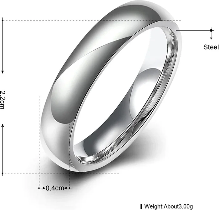 شافين 4 mm Promise Engagement Gray Women's Men's Steel Ring EH24BY