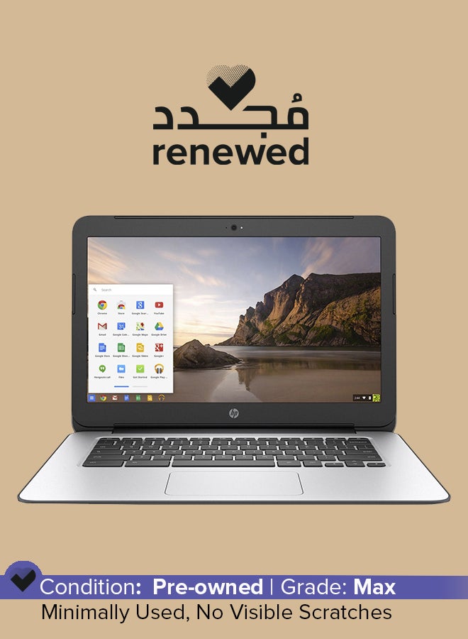 HP تم تجديده - كمبيوتر محمول Chromebook G4 (2015) بشاشة مقاس 14 بوصة ومعالج Intel Celeron/الجيل الثاني/ذاكرة وصول عشوائي سعة 4 جيجابايت/محرك أقراص SSD سعة 16 جيجابايت/بطاقة رسومات Intel HD سعة 256 ميجابايت باللغة الإنجليزية أسود - Image 1