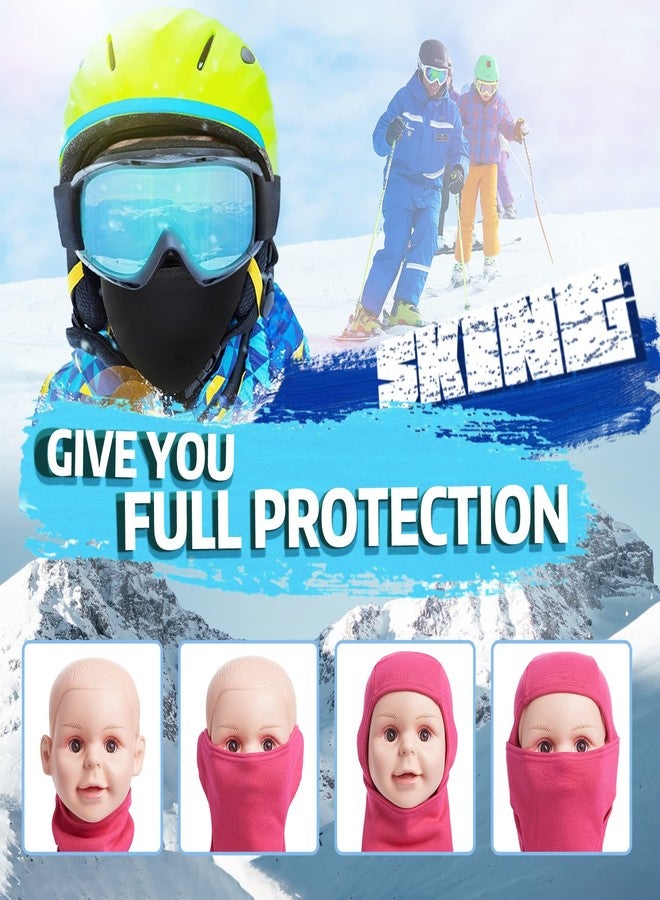 KOOLSOLY Kids Balaclava Face Mask, Winter Hat Face Warmer for Cold Weather Ski Mask for Boys Girls, Black+rose Red, One Size - Image 3