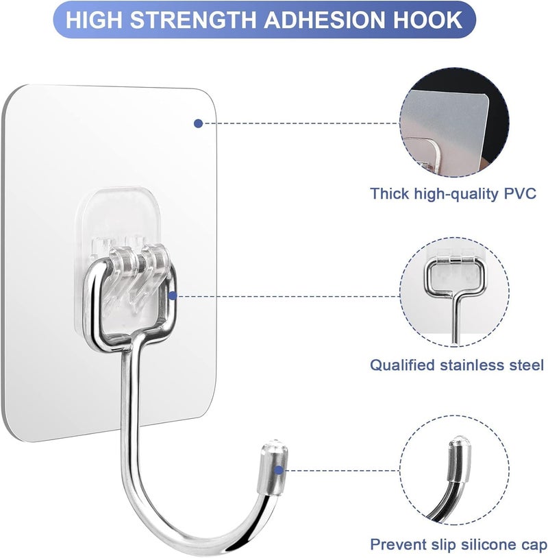 REWOP Adhesive Wall Hooks for Heavy Items Stainless Steel, PVC, ABS Nail Free Seamless Adhesive Non-Trace No Drilling Installation Hanging, Waterproof Screws Wall Hook (Golden Big Hooks, 10) - Image 3