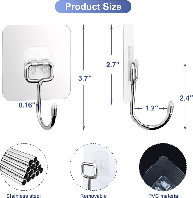 REWOP Adhesive Wall Hooks for Heavy Items Stainless Steel, PVC, ABS Nail Free Seamless Adhesive Non-Trace No Drilling Installation Hanging, Waterproof Screws Wall Hook (Golden Big Hooks, 10) - Image 2