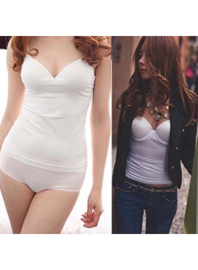 Women Padded Bra Spaghetti Strap V Neck Vest Tank Tops Shirt Blouse - Image 2