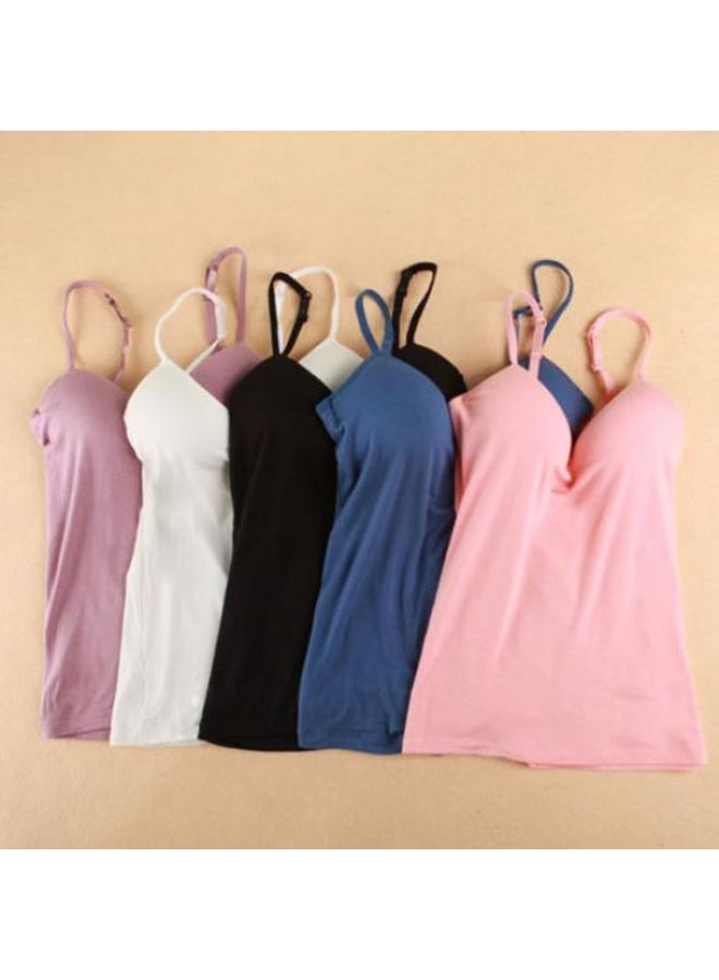 Women Padded Bra Spaghetti Strap V Neck Vest Tank Tops Shirt Blouse - Image 5
