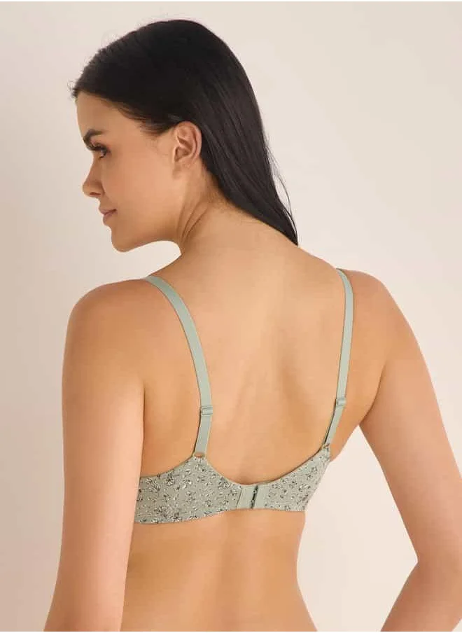 FAV Floral Print Bra with Hook and Eye Closure