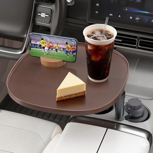 AXVLU Car Desk for Laptop with 360° Swivel, Height-Adjustable Car Tray Table - Wooden Car Laptop Mount & Cup Holder Table, Universal Car Food Tray for Most Vehicles - Image 1
