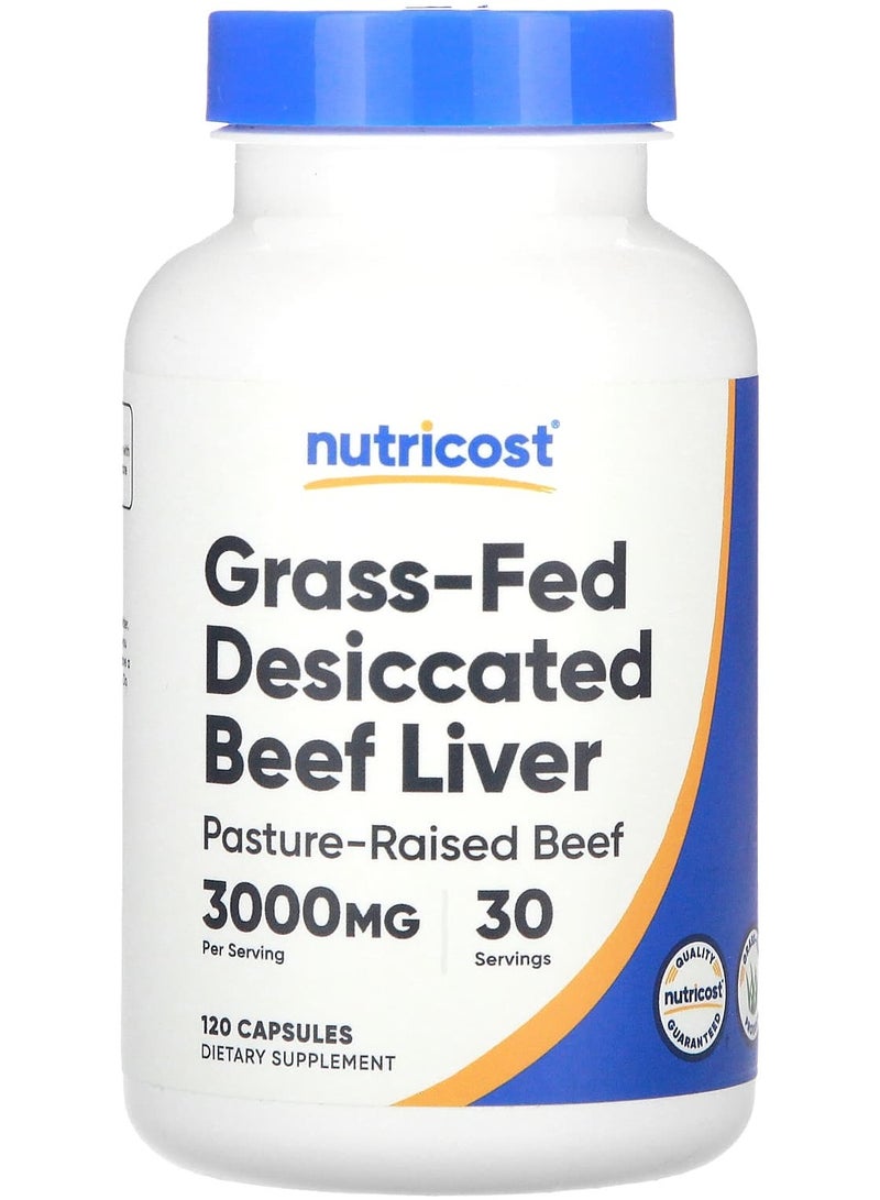 Nutricost Grass-Fed Desiccated Beef Liver, 3,000 mg, 120 Capsules (750 mg per Capsule)