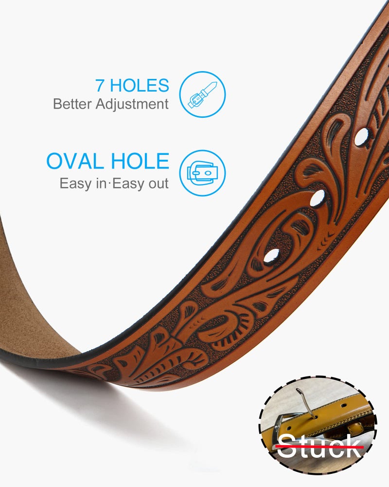 CHAOREN Western Belts for Men without Buckle - Cowboy Belt 1.5" Full Grain Leather Belt for Jeans - One Solid Piece Leather - Image 3