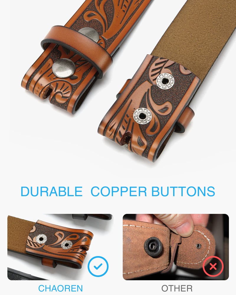 CHAOREN Western Belts for Men without Buckle - Cowboy Belt 1.5" Full Grain Leather Belt for Jeans - One Solid Piece Leather - Image 2