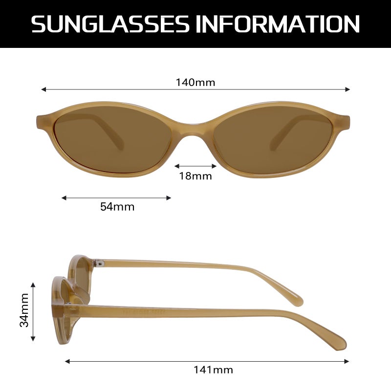 GUVIVI Retro Oval Sunglasses for Women Chic Cat Eye 90s Sunnies Lightweight Narrow Shades Trendy UV protection Sun Glasses - Image 4