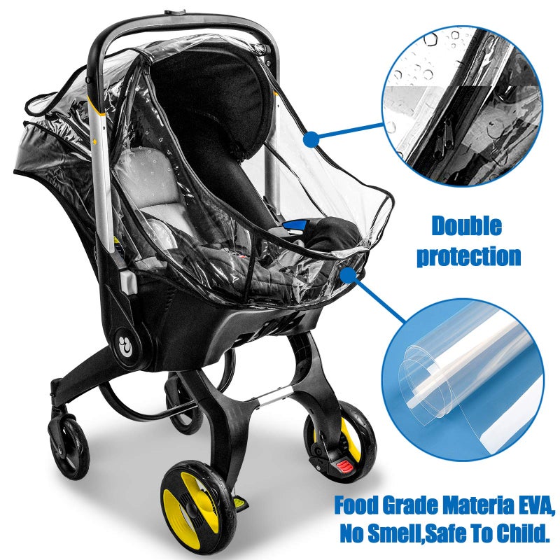 Vaxaape Car Seat Rain Cover,Food Grade EVA,Universal Baby Stroller Accessory for Infant Car Seat Stroller,Waterproof, Windproof Protection,Protect from Dust Snow - Image 5