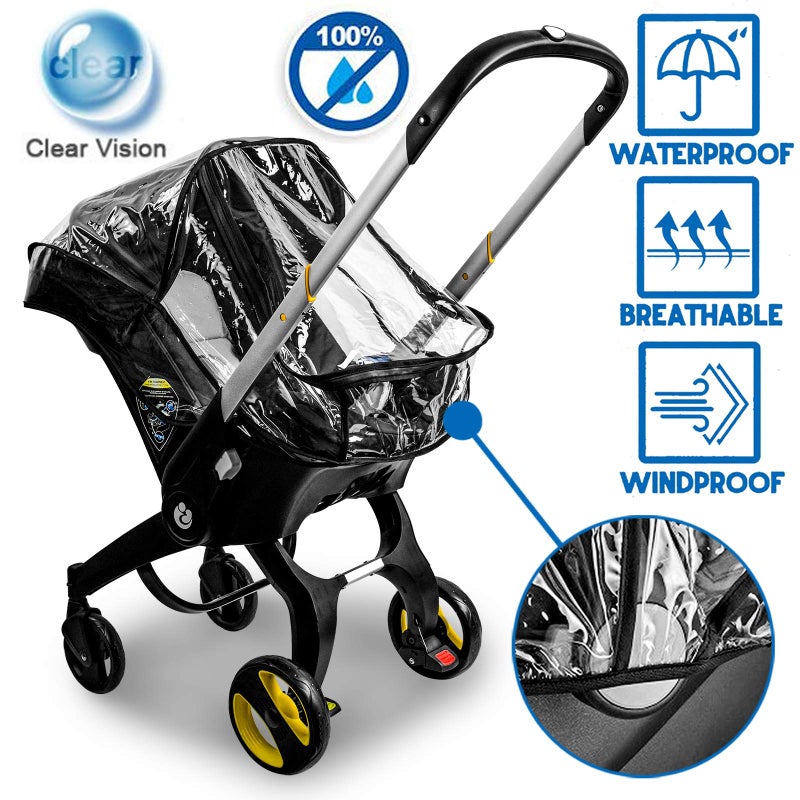Vaxaape Car Seat Rain Cover,Food Grade EVA,Universal Baby Stroller Accessory for Infant Car Seat Stroller,Waterproof, Windproof Protection,Protect from Dust Snow - Image 2
