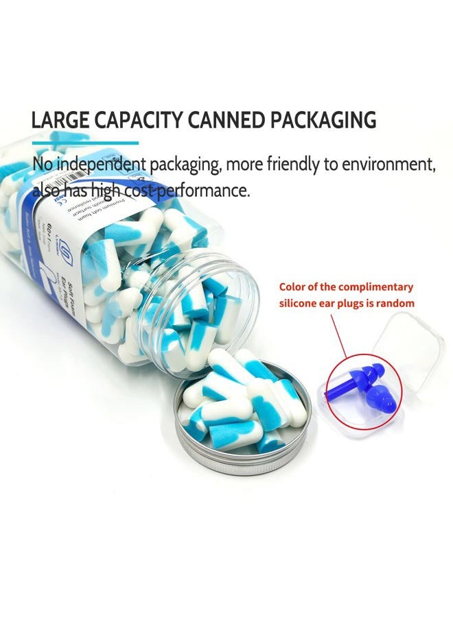 lysian Noise Cancelling Earplugs for Sleep - 60 Pairs, 38dB Disposable Ear Plugs for Sleeping, Snoring, Shooting, Mowing Loud Sound Reduction- Double Color Light Blue/White - Image 2